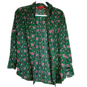 Vintage LEMON Scottish Company Green Floral Print Shirt 100% Cotton